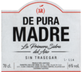 Label for JR sidra natural 'de pura madre'