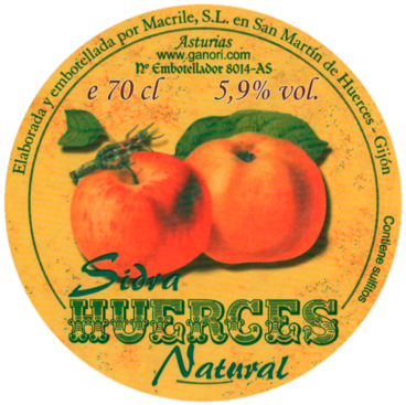 <p>Sidra Natural Huerces label</p>